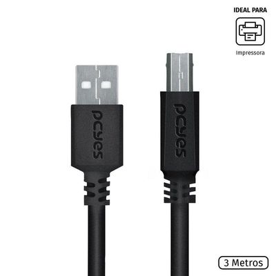 Cabo P- Impressora Usb A 2.0 P- Usb B 3m - Puabm2-3