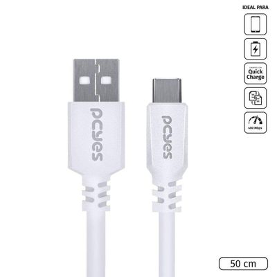 Cabo Usb A 2.0 Para Usb Tipo C 50cm Branco - Puacb-05