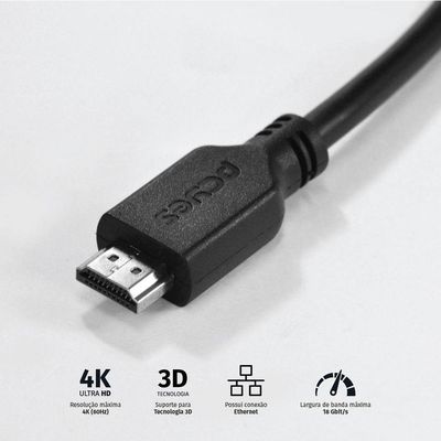 Cabo Hdmi 2.0 Macho 5 Metros - Phm20-5