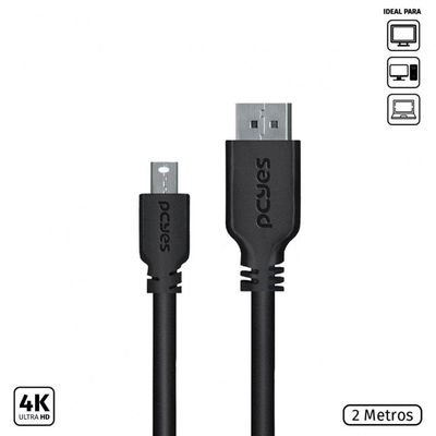 Cabo Mini Displayport Macho 2m Pmddpm-2