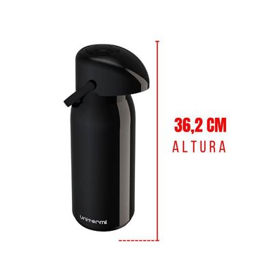 Garrafa Térmica Pressão Verona 1,8 L Preta - Unitermi