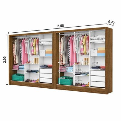 Closet Casal Duplo Dubai 6 Portas 6 Gavetas Cinamomo