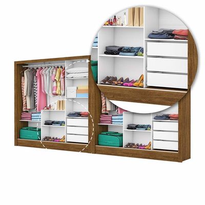 Closet Casal Duplo Dubai 6 Portas 6 Gavetas Cinamomo