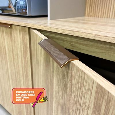 Armário De Cozinha Completa Com Balcão Para Pia 10 Portas Glam Freijó-vanilla-com Ripado