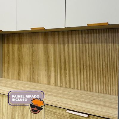 Armário De Cozinha Completa Com Balcão Para Pia 10 Portas Glam Freijó-vanilla-com Ripado
