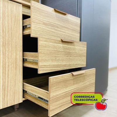 Armário De Cozinha Completa Com Balcão Para Pia 10 Portas Glam Freijó-vanilla-com Ripado