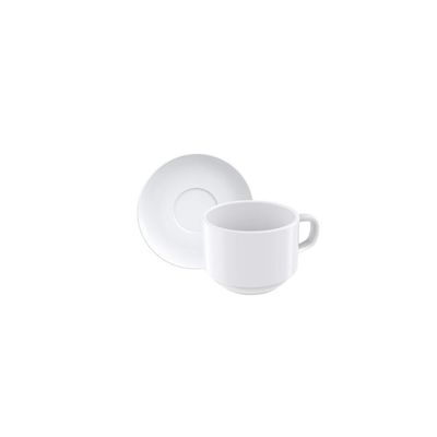 Conjunto Xícara E Pires De Chá Tramontina Paola Em Porcelana 240 Ml 2 Peças