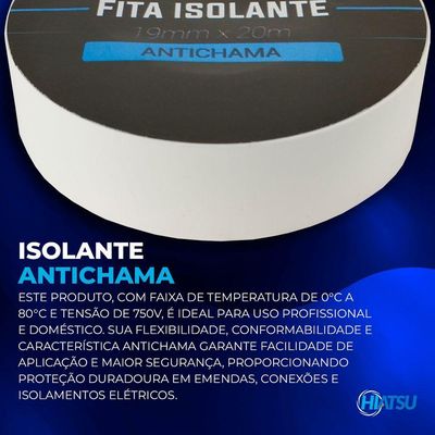Fita Isolante Antichama 0,13mm X 19mm X 20m Cor Brancahiatsu 10 Unidades