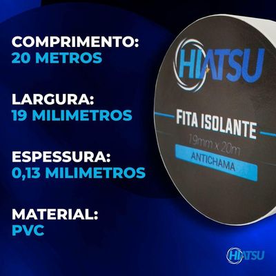 Fita Isolante Antichama 0,13mm X 19mm X 20m Cor Brancahiatsu 10 Unidades