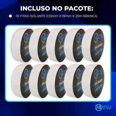 Fita Isolante Antichama 0,13mm X 19mm X 20m Cor Brancahiatsu 10 Unidades