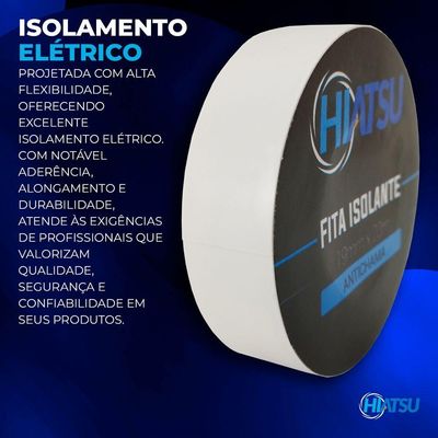 Fita Isolante Antichama 0,13mm X 19mm X 20m Cor Brancahiatsu 10 Unidades