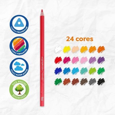 Lápis De Cor ? Tris ? Mega Soft Color ? 24 Cores 678252