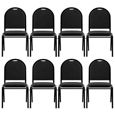Kit 8 Cadeiras Hoteleiras Auditório Empilhável Sintético M23 Preto - Mpozenato