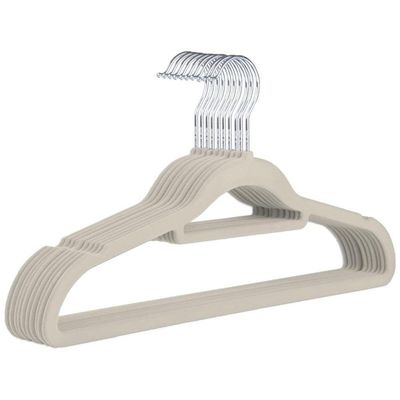 Kit 10 Unidades Cabide Slim De Veludo Bege