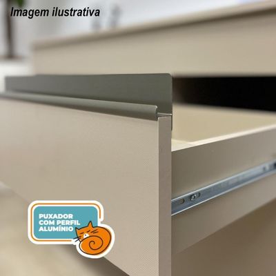 Armário De Cozinha Completa 120 Com Balcão Com Tampo 9 Portas Line Freijó Gris