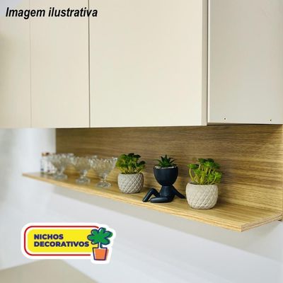 Armário De Cozinha Completa 120 Com Balcão Com Tampo 9 Portas Line Freijó Gris