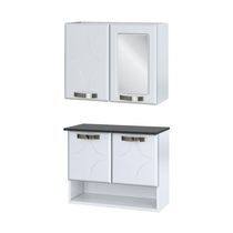 Conjunto Gabinete De Banheiro Com Espelheira Suspenso 70,5cm Multimóveis Cr10144 Branco