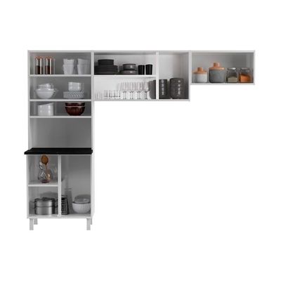 Cozinha Compacta Aço 3 Peças Com Armário Para Forno-micro-ondas Multimóveis Cr20367 Branco-preto