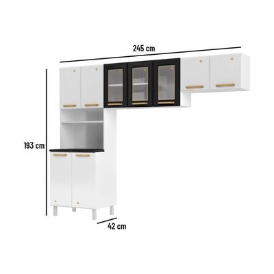 Cozinha Compacta Aço 3 Peças Com Armário Para Forno-micro-ondas Multimóveis Cr20367 Branco-preto