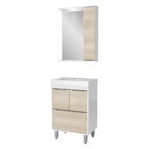 Gabinete De Banheiro Com Cuba E Espelheira Com Led 59cm Multimóveis Cr10130 Branco-legno Crema