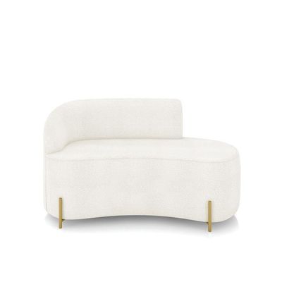 Sofá 2 Lugares Orgânico 140cm Pé Dourado Morgan Bouclê Off White D03 - D'rossi