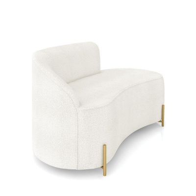 Sofá 2 Lugares Orgânico 140cm Pé Dourado Morgan Bouclê Off White D03 - D'rossi