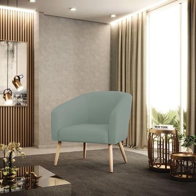 Poltrona Decorativa Pé Palito Natural Stella Cotelê Ext/veludo Menta D03 - D'rossi
