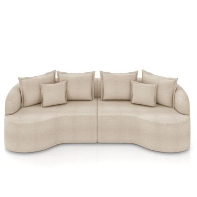 Sofá 4 Lugares Orgânico Living 250cm Mersa Bouclê Creme K01 - D'rossi