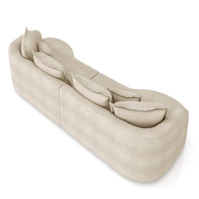 Sofá 4 Lugares Orgânico Living 250cm Mersa Bouclê Creme K01 - D'rossi