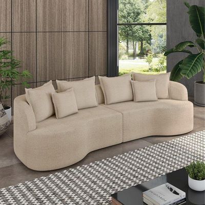 Sofá 4 Lugares Orgânico Living 250cm Mersa Bouclê Creme K01 - D'rossi