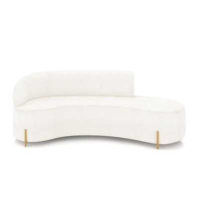 Sofá 4 Lugares Orgânico 220cm Pé Dourado Morgan Bouclê Off White D03 - D'rossi