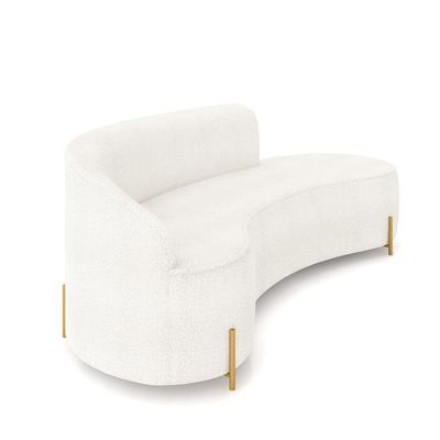 Sofá 4 Lugares Orgânico 220cm Pé Dourado Morgan Bouclê Off White D03 - D'rossi