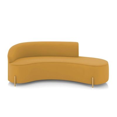 Sofá 4 Lugares Orgânico 220cm Pé Ferro Dourado Morgan Veludo Mostarda D03 - D'rossi