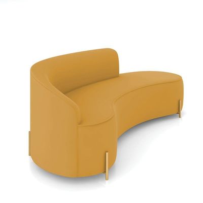 Sofá 4 Lugares Orgânico 220cm Pé Ferro Dourado Morgan Veludo Mostarda D03 - D'rossi