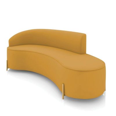 Sofá 4 Lugares Orgânico 220cm Pé Ferro Dourado Morgan Veludo Mostarda D03 - D'rossi
