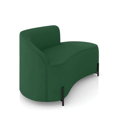 Sofá 2 Lugares Orgânico 140cm Pé Ferro Preto Morgan Veludo Verde D03 - D'rossi