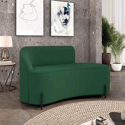 Sofá 2 Lugares Orgânico 140cm Pé Ferro Preto Morgan Veludo Verde D03 - D'rossi