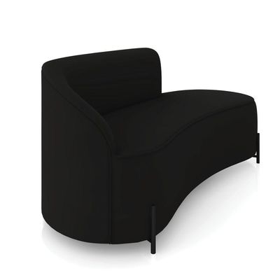 Sofá 3 Lugares Orgânico 180cm Pé Ferro Preto Morgan Veludo Preto D03 - D'rossi