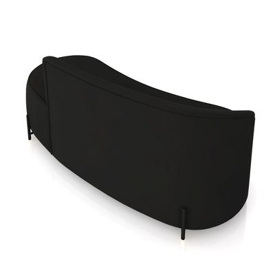 Sofá 3 Lugares Orgânico 180cm Pé Ferro Preto Morgan Veludo Preto D03 - D'rossi