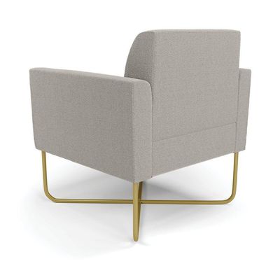 Poltrona Sala Base X Industrial Dourado Kit 2 Marisa Bouclê Cinza D03 - D'rossi
