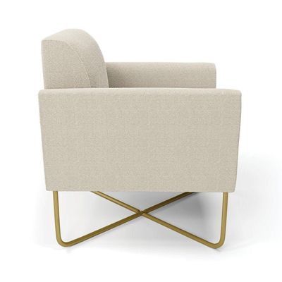 Poltrona Sala Base X Industrial Dourado Kit 2 Marisa Bouclê D03 - D'rossi Cor White