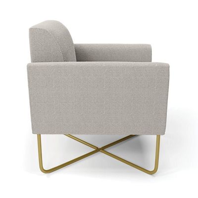 Poltrona Sala Base X Industrial Dourado Kit 2 Marisa Bouclê Cinza D03 - D'rossi
