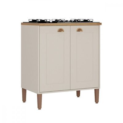 Balcão Para Cooktop 4 Bocas Tunisia Off White Com Canelato