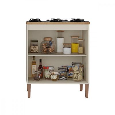 Balcão Para Cooktop 4 Bocas Tunisia Off White Com Canelato