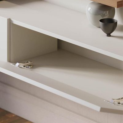 Painel Home Suspenso Para Tv 65 Pol. 150cm Buriti C05 Off White Matte-freijó - Mpozenato