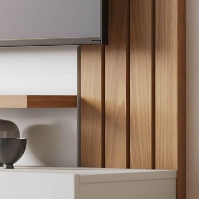 Painel Home Suspenso Para Tv 65 Pol. 150cm Buriti C05 Off White Matte-freijó - Mpozenato