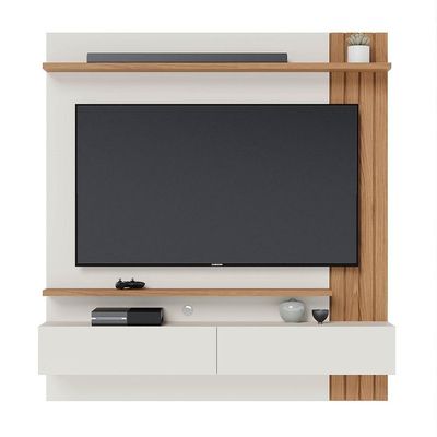 Painel Home Suspenso Para Tv 65 Pol. 150cm Buriti C05 Off White Matte-freijó - Mpozenato