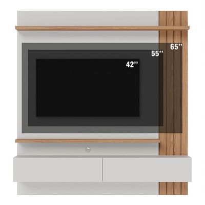Painel Home Suspenso Para Tv 65 Pol. 150cm Buriti C05 Off White Matte-freijó - Mpozenato