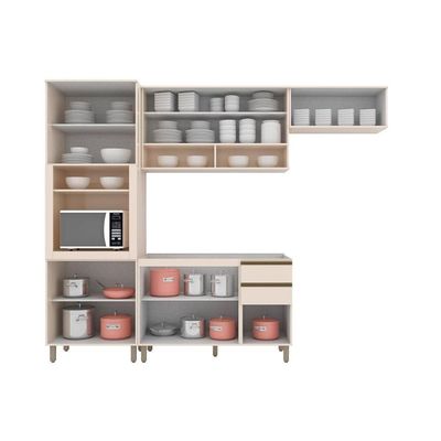 Cozinha Completa 4 Peças Connect 2 Aéreos 1 Balcão 1 Paneleiro Sem Pia C04p01 1