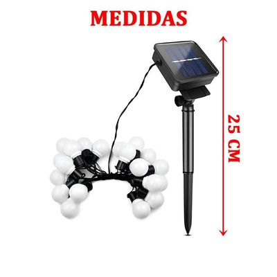 Grinalda Cordão Luzes Solares Jardim Bolas Branca 20 Leds